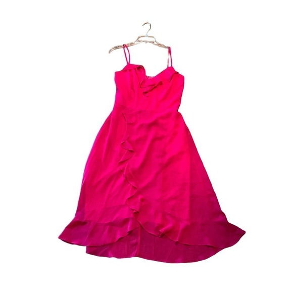 Kensie Midi Wrap Dress Women 8 Pink Adjustable Spaghetti Strap Sleeveless V-Neck - Picture 5 of 6